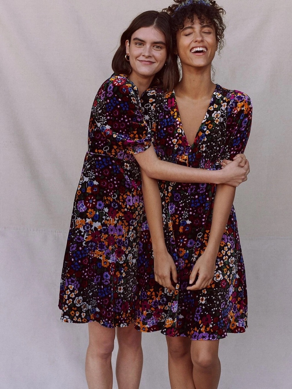 Anthropologie Francis floral velvet puff sleeve a-line dress - Picture 4 of 13